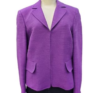 Evan Picone Jacket Blazer Open Front Career Essentials Hook Eye Purple NWT  Sz10